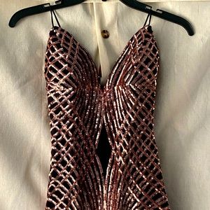 Long mermaid black and gold sequin dress